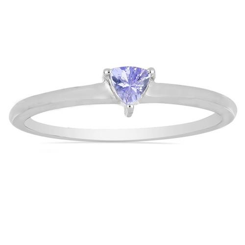 STERLING SILVER NATURAL TANZANITE SINGLE STONE RING 